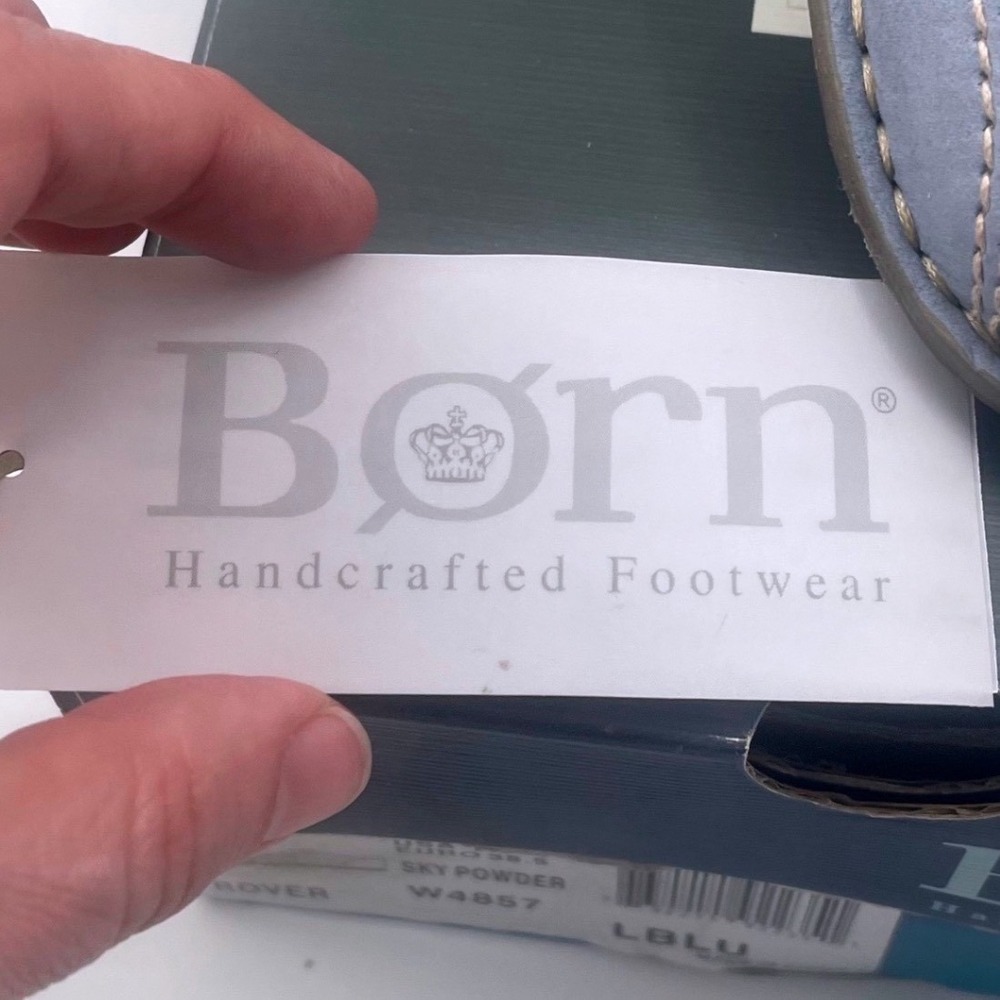 Born Rover Sky Powder Blue Tan Leather Lace Up Sneakers W4857 Womens 7.5 M NEW - Picture 6 of 10